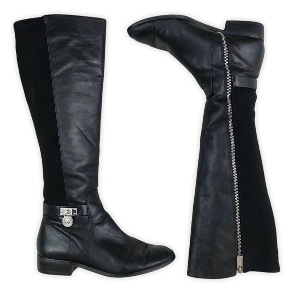 Michael Kors Shoes - Michael Kors Leather Stretch Black Riding Boot